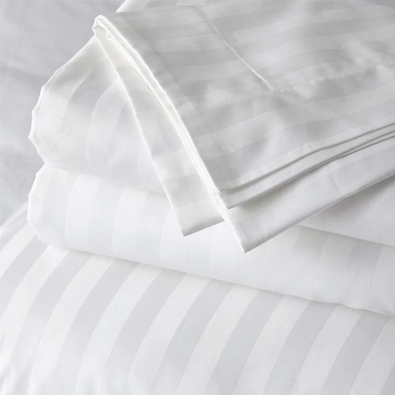 White Stripe 220 TC Bedsheet Set